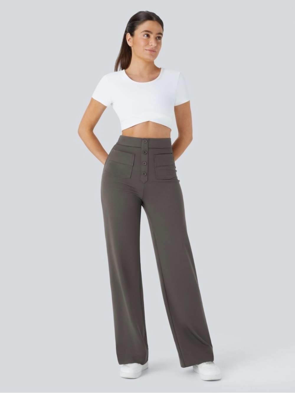 Halara XL Tall Halara DayStretch High WaistPatch Pocket Pants in Deep Red Grey